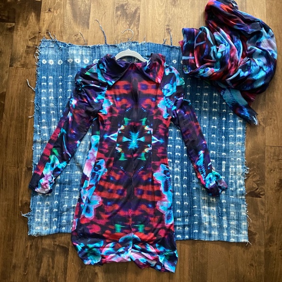 JUMA High Neck body con Digital Print Dress S - Picture 2 of 4